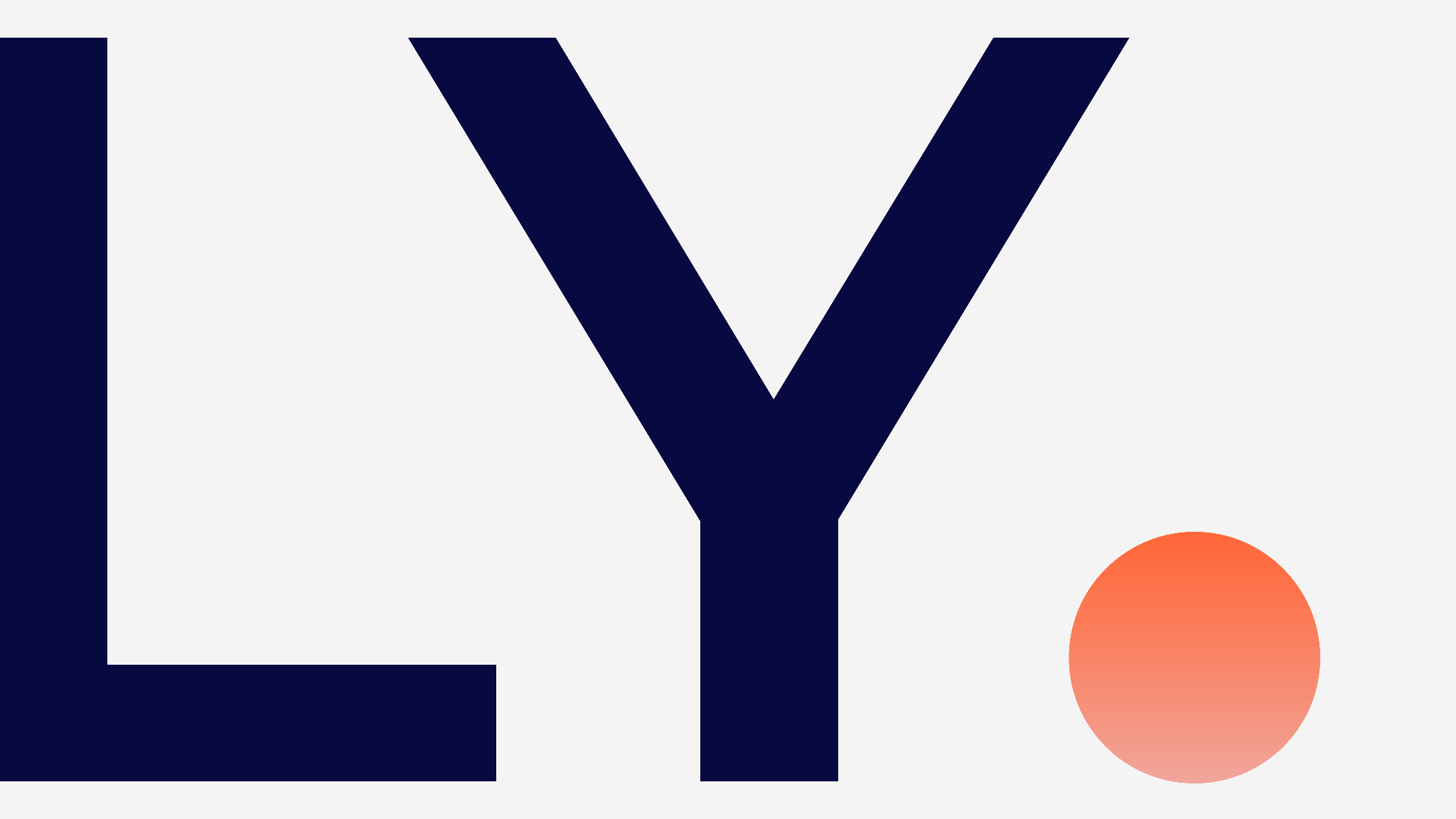 LY. , tight crop of the FINALLY brand sign-off with glowing orange dot.