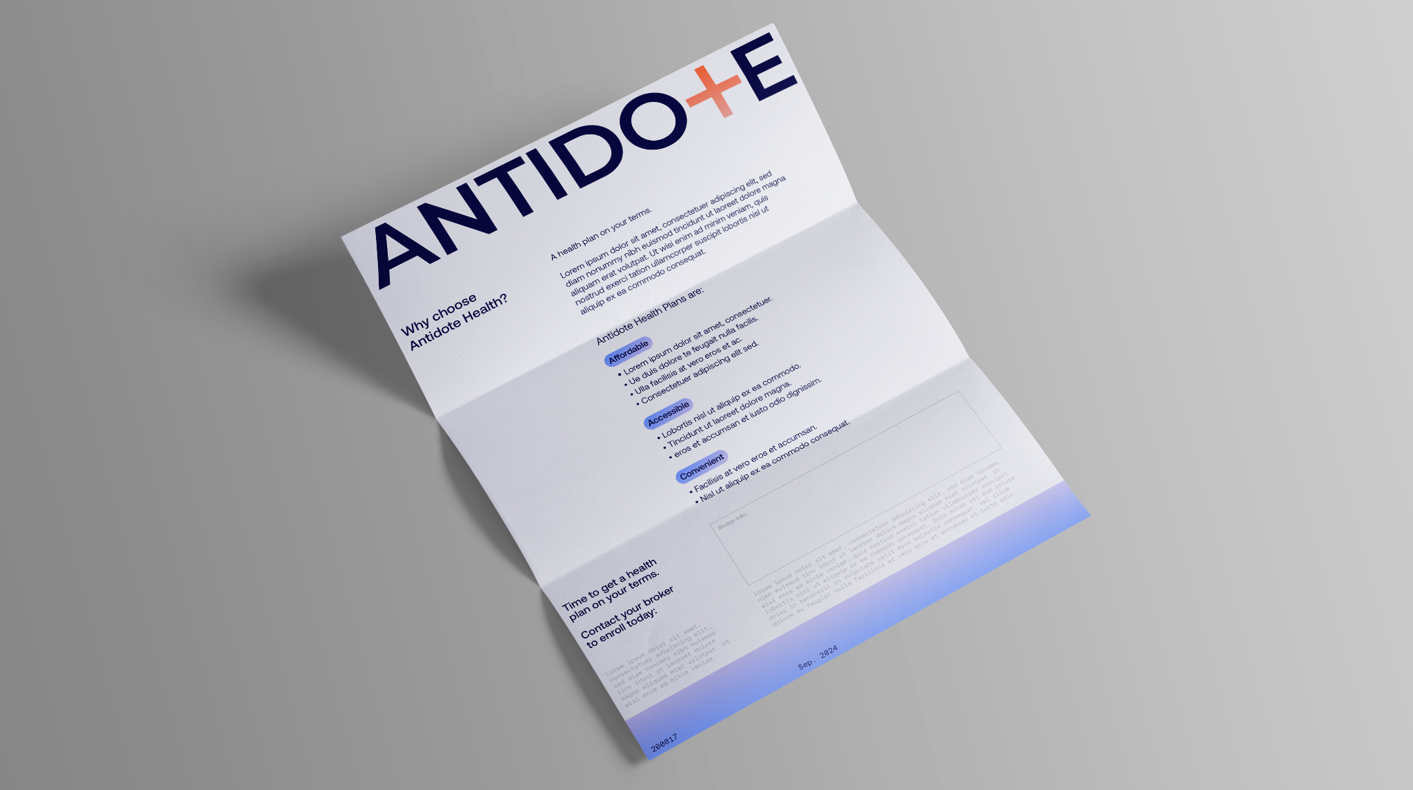 Antidote Health brand brochure , printed collateral showing the FINALLY platform.