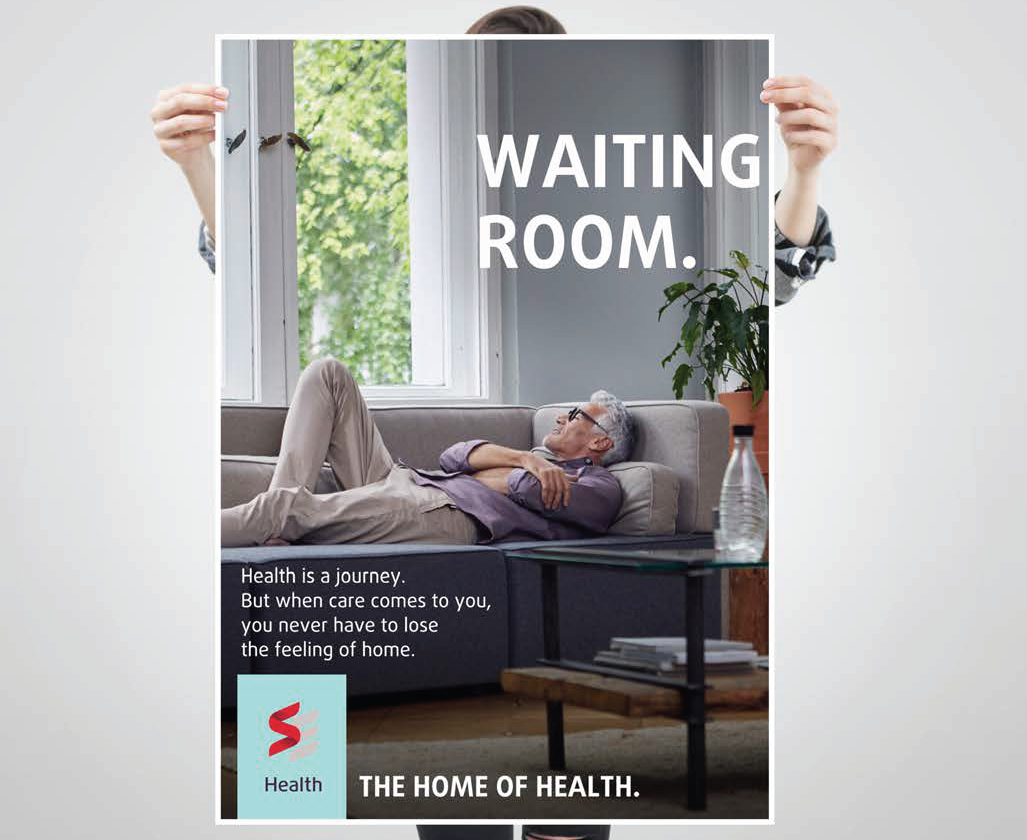 &lsquo;Waiting room.&rsquo; consumer OOH poster held in-environment , SE Health, The Home of Health.