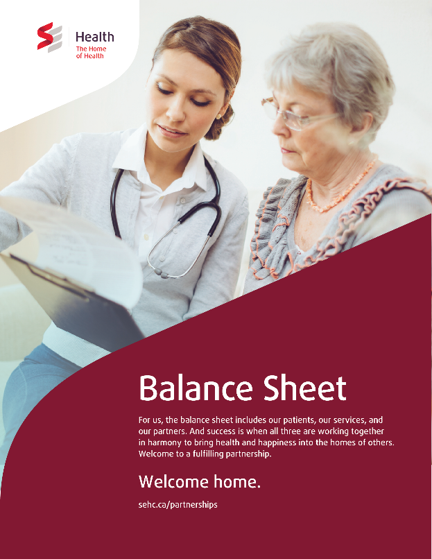 &lsquo;Balance Sheet.&rsquo; partner storytelling poster , physician with an elderly patient.