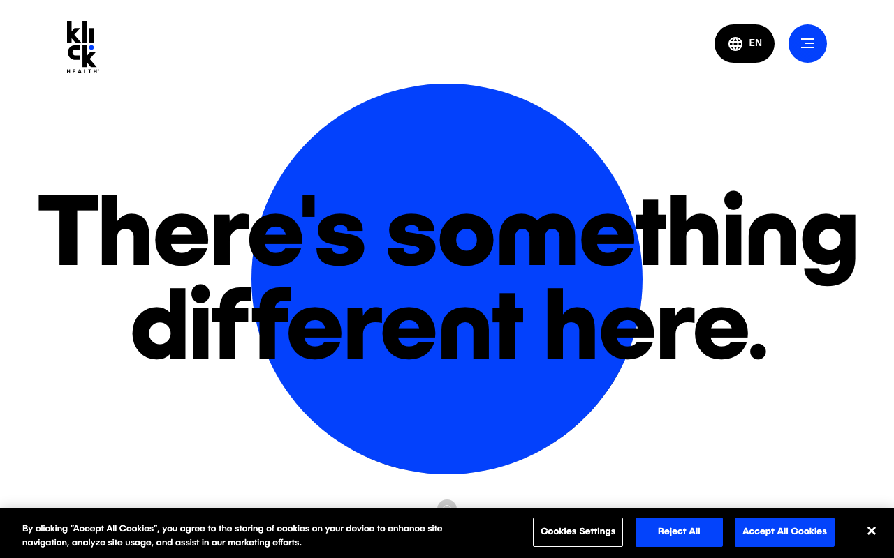 Klick Health homepage screenshot