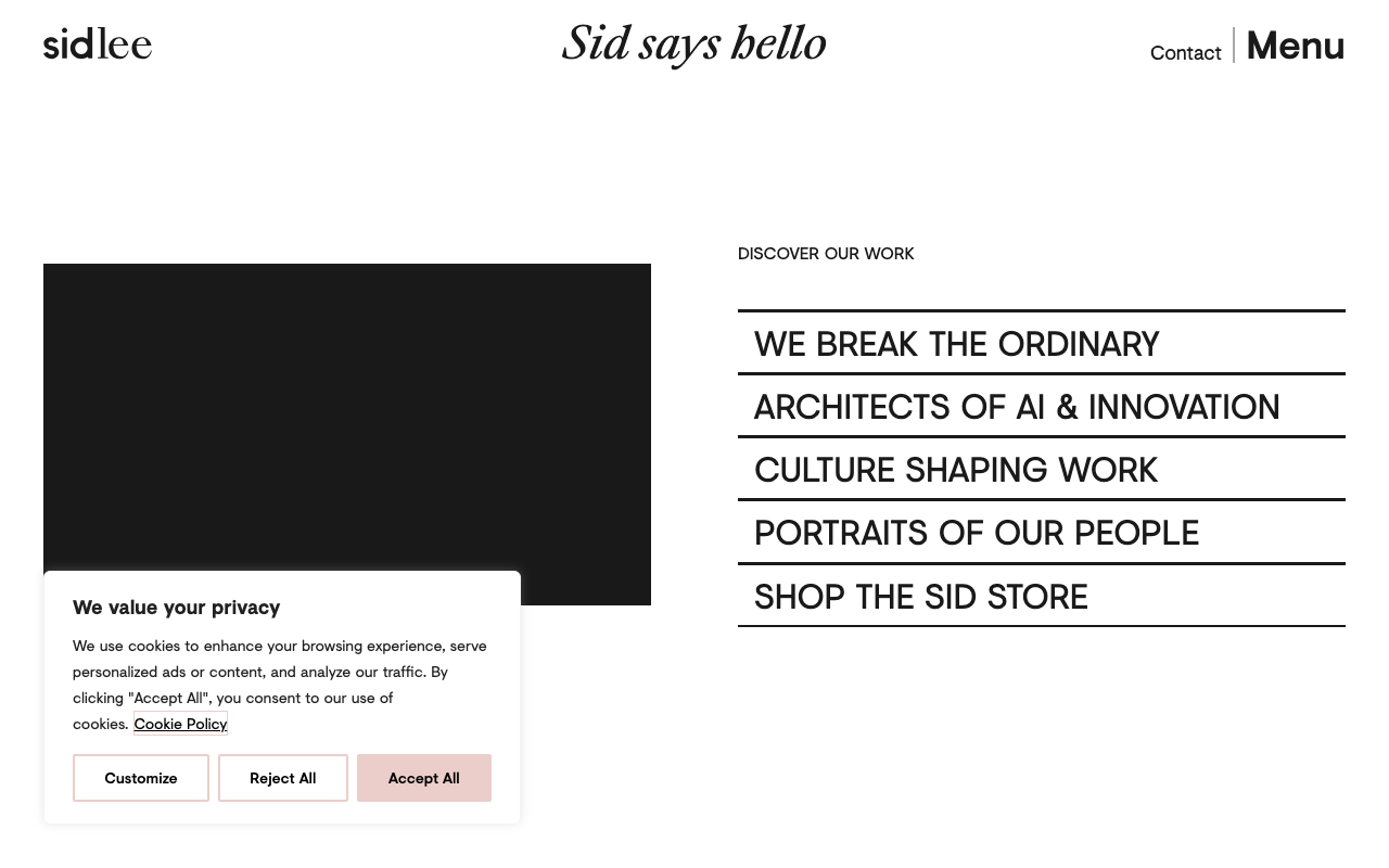 Sid Lee homepage screenshot