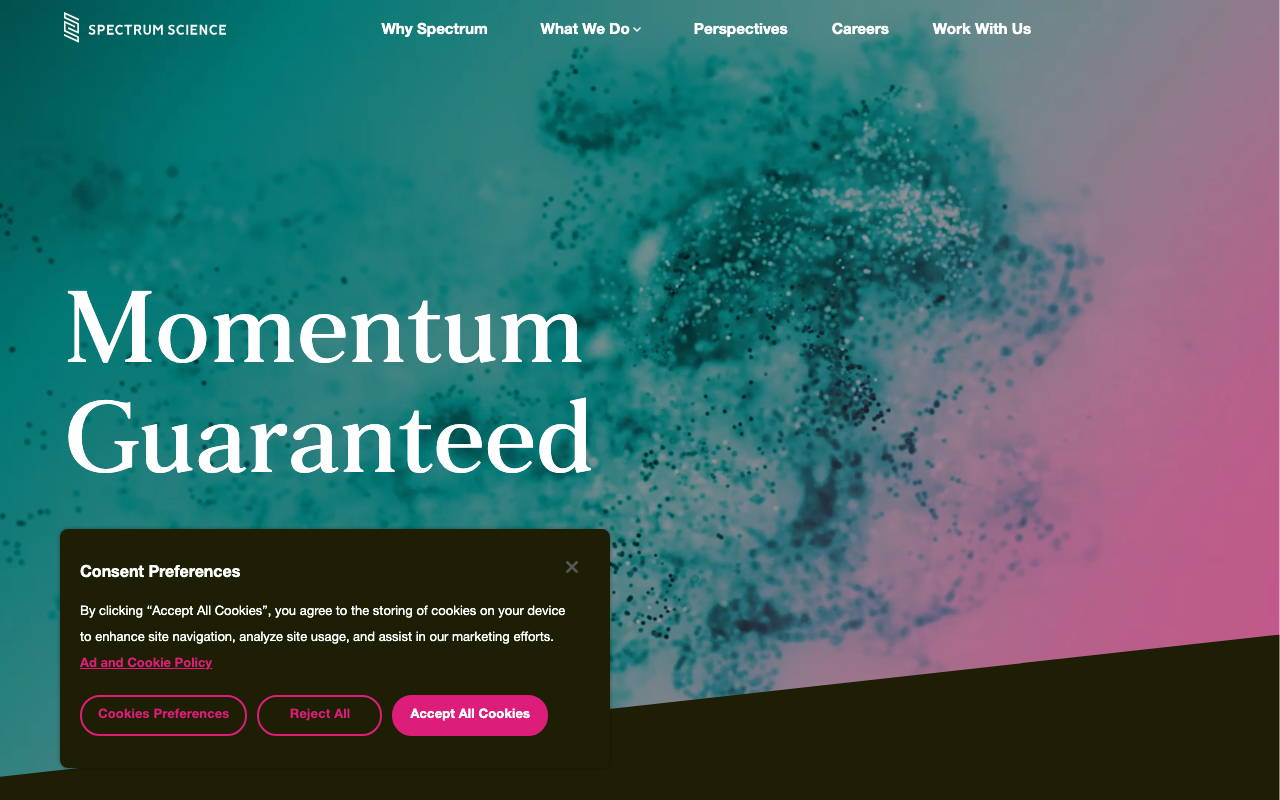 Spectrum Science homepage screenshot