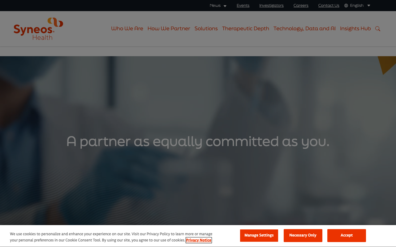 Syneos Health homepage screenshot