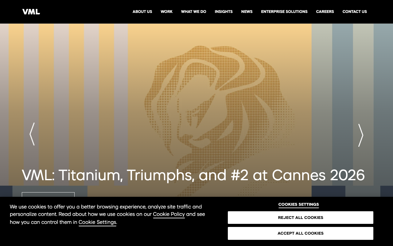 VML homepage screenshot